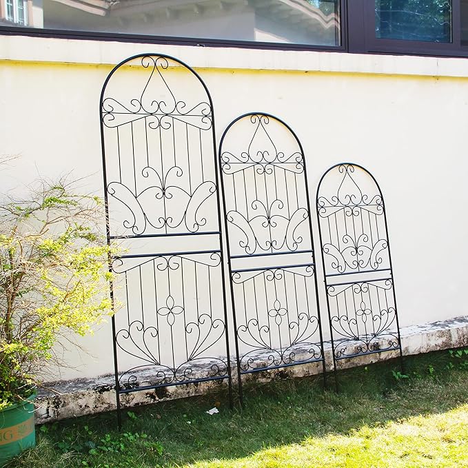 Trellis for Climbing Plants 70.8 H x 24.5 W Metal Iron Outdoor Wall Panel for Vines Flowers Elegant Garden Accent Decorative Structure 1 Pack