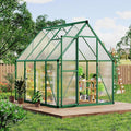 6×7FT Greenhouses for Outdoors Aluminum Polycarbonate Greenhouses with Roof Vent - Heavy-Duty Walk-in Green Houses for All-Season Backyard Gardening