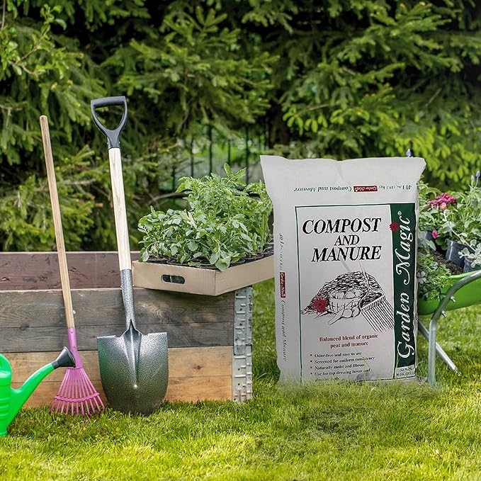 Michigan Peat 2-Pack Compost and Manure Blend Garden Magic Mix w/Odor-Free Blend 40 Lbs - Outdoor Lawn and Gardening Mixture with Nutrients and Minerals for Soil Potting and Planting
