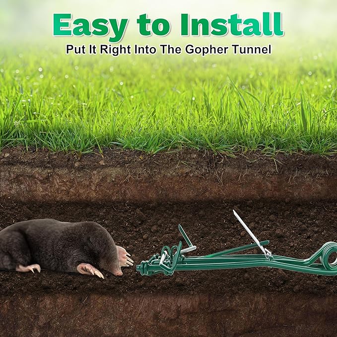 8 Pack Metal Gopher Traps for Outdoor Use Easy Set Reusable Mole and Vole Trap for Lawn Farm Garden Yard