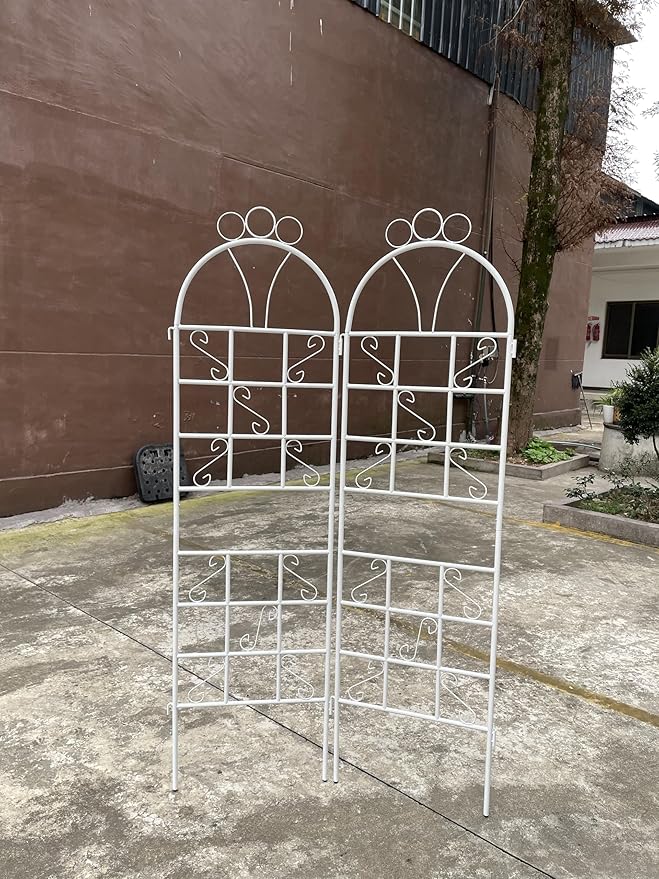 1Set (2pcs) Metal Garden Trellis for Climbing Plants Outdoor Rustproof Plant Support -Ceramic whiteware