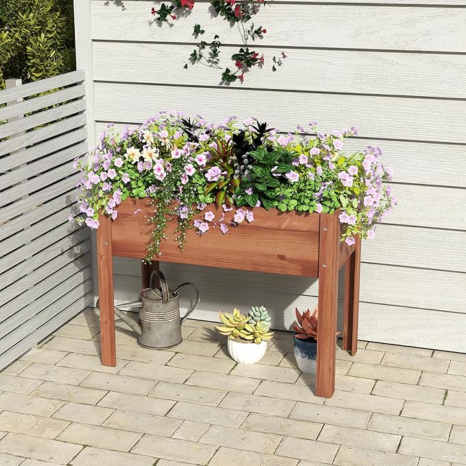 40x20x31 inch Raised Garden Bed with Legs Elevated Wooden Planter Box for Outdoor Plants Flowers Fruits Vegetable Herb Growing