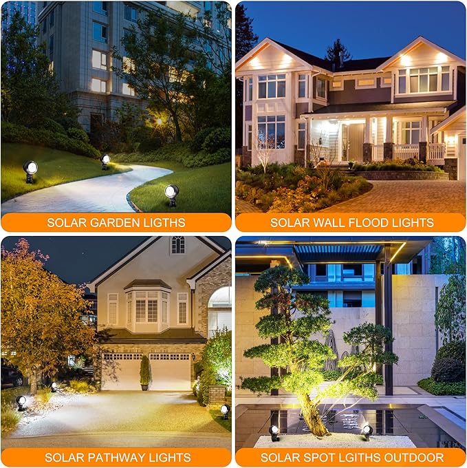 SUNLONG Solar Outdoor LightsSolar Spot Lights Outdoor Waterproof Solar Spotlight Landscaping for Yard Garden Flag Pathway Trees(Natural White)