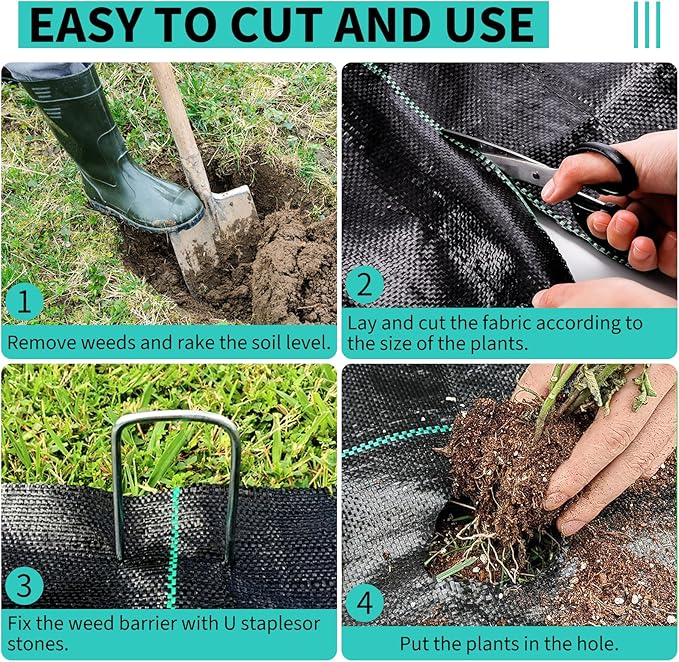 3ftx600ft Heavy Duty Weed Barrier Landscape Fabric – Durable Woven Driveway Garden Cloth for Weed Control Ground Cover Landscaping – Long-Lasting Geotextile Fabric – 3.2oz