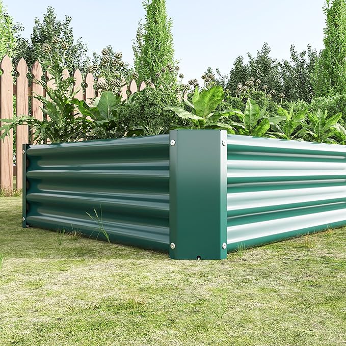 4×2×1ft Metal Raised Garden Beds Outdoor Bottomless Above Ground Raised Garden Beds Galvanized Gardening Bed for Vegetables Flower Herbs (Green 6x3x1ft)