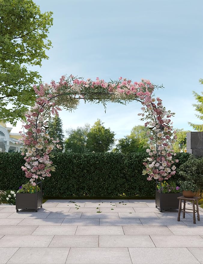 Span 86.6 Garden Arch Trellis for Climbing PlantsMetal Arch Frame Outdoor Garden Arbors and Arches for Halloween Christmas Birthday Party Baby Shower Decoration