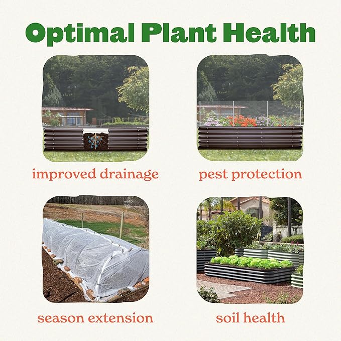 Epic Gardening 6-in-1 Modular Galvanized Raised Garden Bed Kit 29 Tall Metal Planter Box Durable Aluzinc Steel Raised Garden Bed Outdoor for Vegetables Herbs Flowers &amp Fruits - Medium Light C