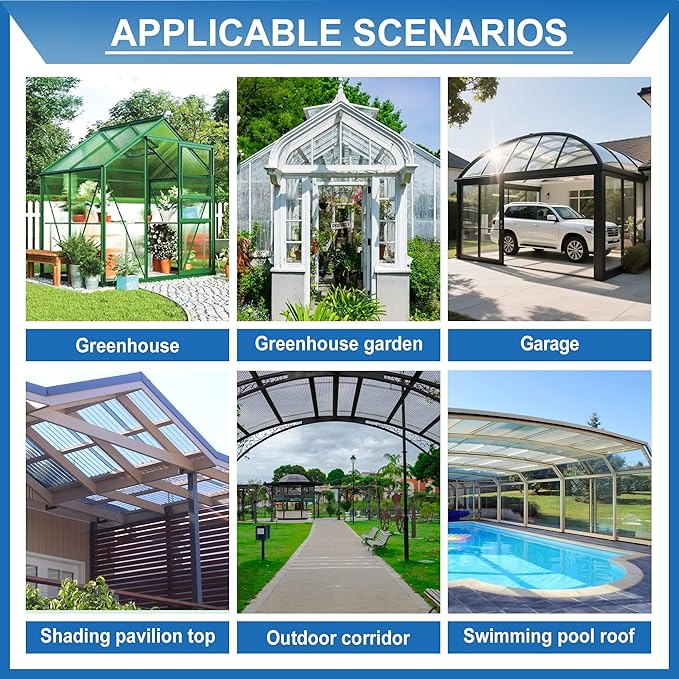 10 PCS Polycarbonate Greenhouse U Connector Profile 4ft Length Fits 0.32’’ &amp 0.4’’ Twin-Wall Polycarbonate Panels Duty Dust Rain &amp Moisture Protection Durabler (U-Clip 4' × 0.71’’ × 0.4’’)