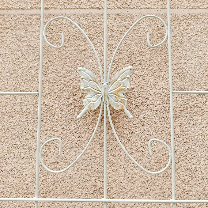 2 Pack Metal GTr86.7 x 19.7 Rustproof for Climbing Plants Outdoor Flower Support Cream White