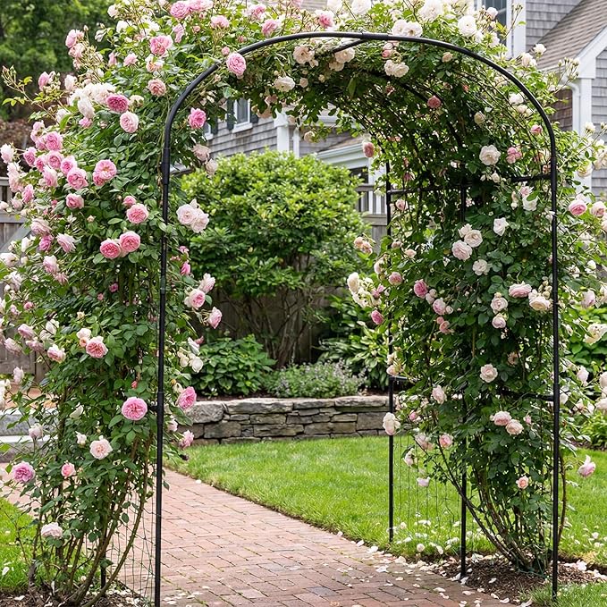 DoCred Tall Garden Arch Trellis for Climbing Plants 83 Inch Tall Metal Plant Support Trellis Archway for Climbing Vine Vegetable/Fruit/Flower Outdoor Yard Lawn Garden Arch Tunnel Trellis