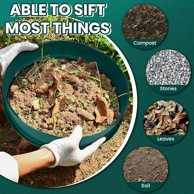 Soil Sifter 3PCS Soil Sifter Set for Gardening Stainless Steel Sifter（1/2 1/4 and 1/8）