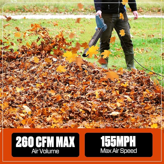 SENIX 6 AMP Handheld Electric Leaf Blower Up to 260 CFM and 155 MPH Lightweight 120V (BLE06-L)