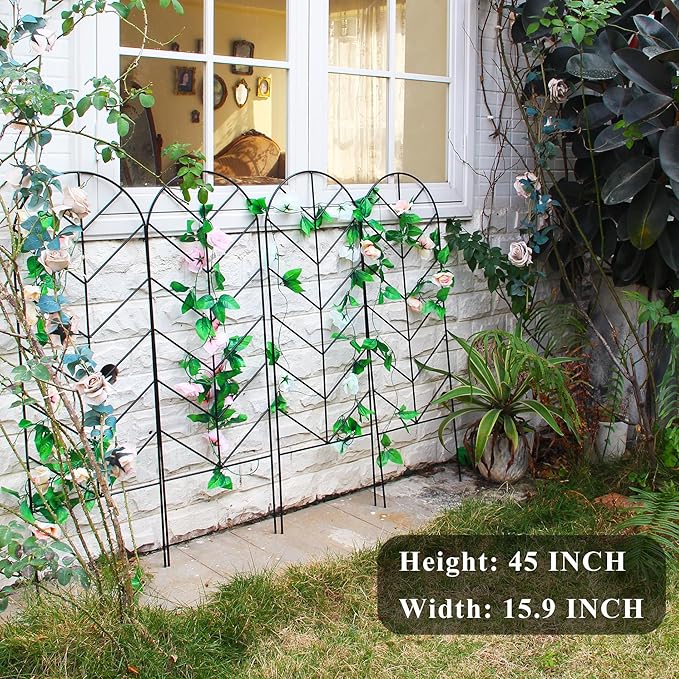 2 Pack Trellis for Climbing Plants Outdoor 45 H x 15.9 W Garden Trellis Plant Trellis for Climbing Rose Vegetable Flower Lawn Backyard Black Metal Trellis