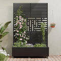 Casaphoria Metal Raised Garden Bed with Trellis and Wheels 72x47x16 Planter Box for Climbing Plants Vegetables &amp Vines Features Drainage Holes and Privacy Screen Black(Louvered&ampHelen)