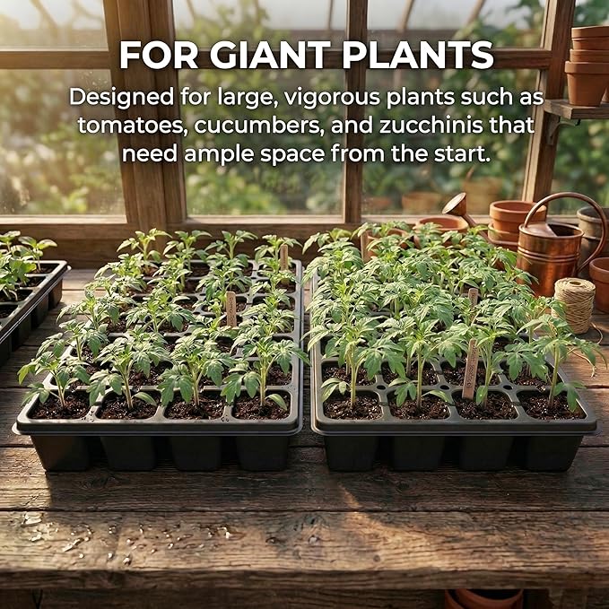 Gardzen 10 Pack 32 Cell Seed Starter Trays 2 Deep Plug Tray for Seedlings Heavy Duty Seedling Trays with Drainage Holes Fit Standard 1020 Drip Tray