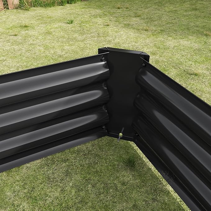 Modern Raised Garden Bed Outdoor 6×3×1ft Metal Raised Rectangle Planter Beds for Plants Vegetables and Flowers - Black