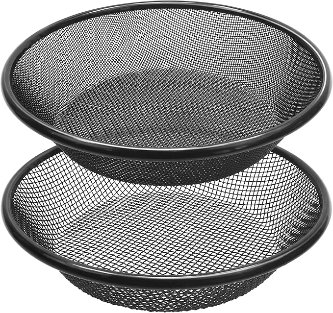 2Pcs 11.8 W Soil Sifter for Gardening 2 4mm Grid Rock Sifter for 5 Gallon Bucket Stainless Steel Fine Dirt Sifter Compost Sifter for Capturing Dirt Sand Rocks and Filtering Compost (Black)