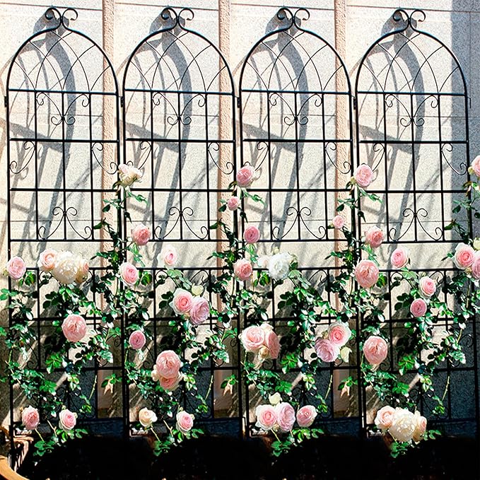 2 Pack Multi-Purpose Garden Trellis Netting Anti-Rust Country Style Outdoor Plant Trellis Support for Garden Decoration Black 71 x 19.7