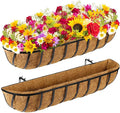 Tessco for you 2 Pieces Railing Planter Boxes 36 Inches Window Box Planters with Coco Liner and Adjustable Brackets for Deck Porch Fence Patio Balcony Gardening Outdoor Plants