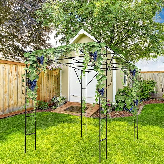 118'' L x 79'' W x 90.5'' H Grape Vine Trellis - Large Outdoor Garden Arch Trellis Plant Climbing Pergola Used for Arbour Gazebo Trellis for Backyard Decoration