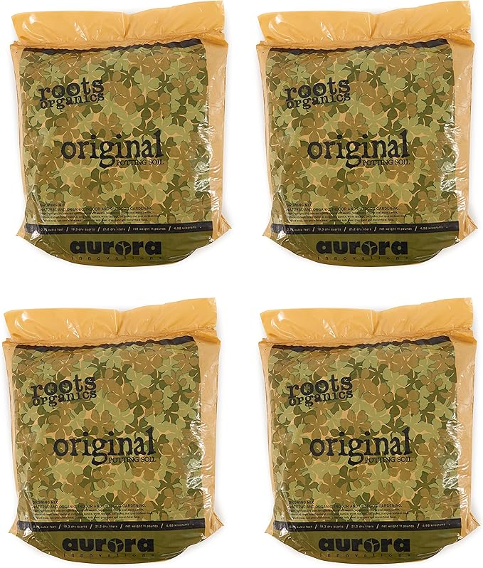 Roots Organics ROD75 Hydroponic Gardening Original Coco Fiber Based Potting Soil 0.75 Cubic Feet 4 Pack