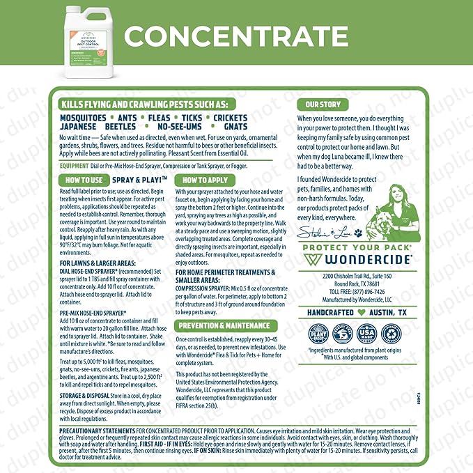 Wondercide - Mosquito Yard Spray Refill Starter Kit - Powered by Natural Essential Oils – Insect Killer and Repellent - Lawn Treatment for Pest Control - 32 oz Ready to Use and 16 oz Concentrate