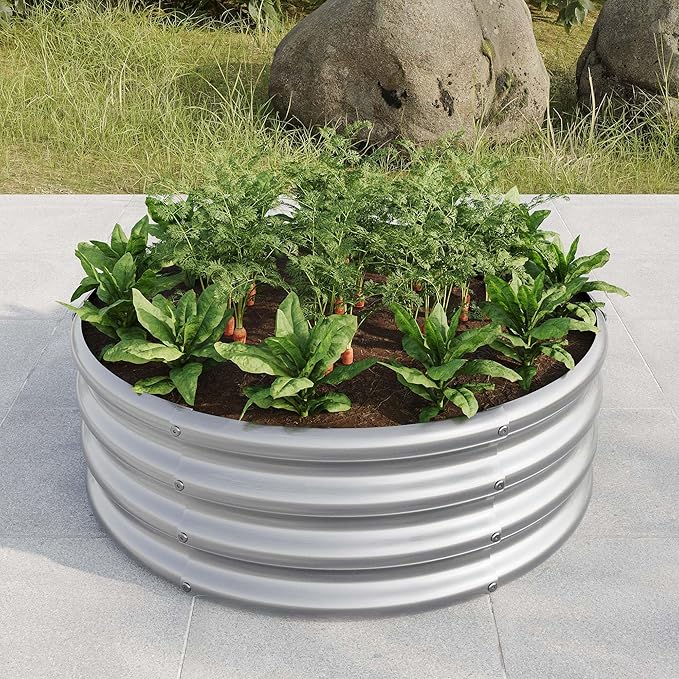 32.08x 11.4 Galvanized Raised Garden Bed Tall Metal Garden Bed for Vegetables Ground Raised Beds for Gardening Backyard Patio Or Lawn Durable Above (Silver 32.08x11.4)