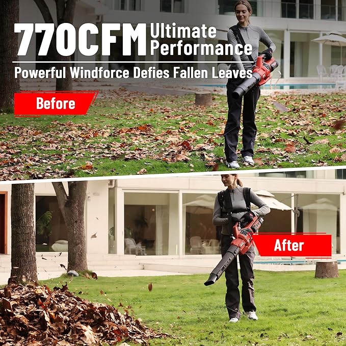 58V Cordless Leaf Blower Brushless 770 CFM 180MPH Power Variable-SpeedElectric Blower with 4Ah Battery and 5A Fast Charger for Lawn Care Yard Outside(KDLB58211BDM)