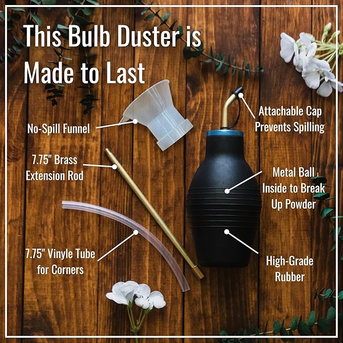 Dr. Killigan's The Insect Buster - Bulb Duster Sprayer Applicator Dispenser for Diatomaceous Earth and Other Powders - Effective Dust Application Tool - Large (14oz)