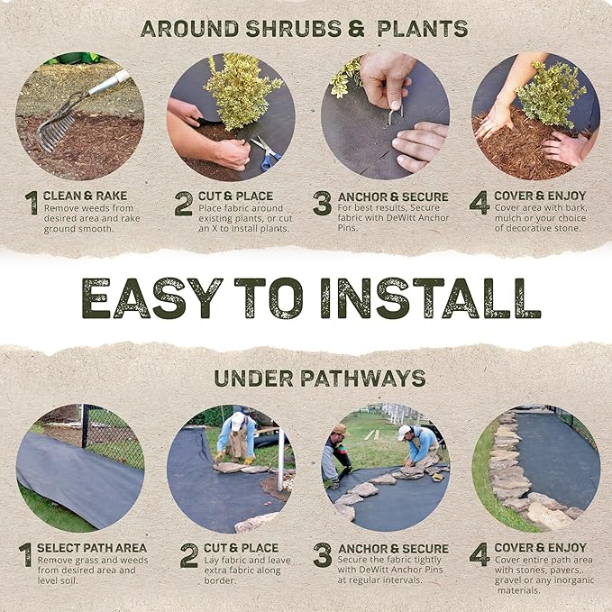 Dewitt 30 Year Professional Weed Control Fabric 3 oz Brown 3 x 100 Feet – Heavy-Duty Landscape Barrier and Ground Cover for Gardens Raised Beds Walkways and Outdoor Landscaping