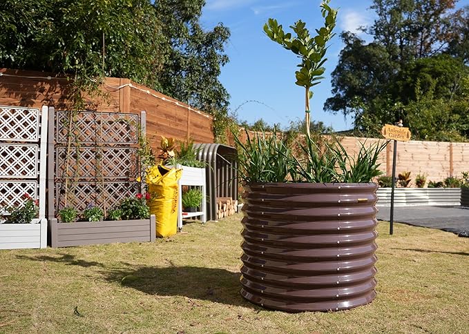 A ANLEOLIFE 30 Extra Tall Galvanized Raised Garden Beds Outdoor 3x2.5ft Round Metal Planter Boxes for Planting Vegetables Flowers Fruits Eco-Safe &amp Easy Setup CaféBronze