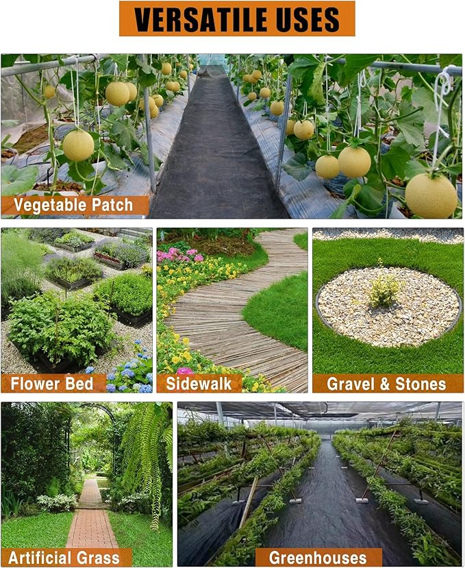 Entcook Heavy Duty Weed Barrier Landscape Fabric for Outdoor GardensWeed Blocking Gardening Mats for Soil Stabilization LandscapingWeed Barrier(4FTx250FT)