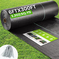 Rintea 6FTX300FT Weed Barrier Fabric 3.2oz Landscape Fabric Durable Weed Barrier Fabric Heavy Duty with 20 U-Shaped Securing Pegs for Landscaping Weed Blocker Garden Bed Cover Commercial Driveway