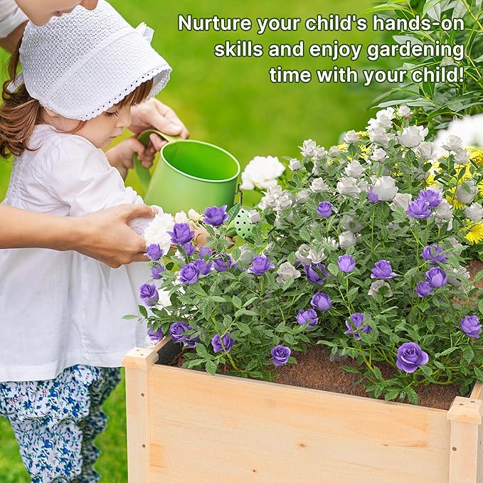 Raised Garden Bed with Legs 47.2x23.6x30in Wooden Raised Garden Box with Bed Liners Storage Shelf for Outdoor Garden Patio Elevated Wood Planter for Vegetables Fruits Flowers