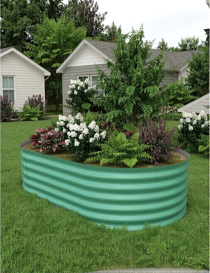 Raised Garden BedGalvanized Raised 8×4×1.5ft Planter Boxes Outdoor with Easy Assembly Large Garden Bed for Vegetables Fruits FlowerGreen