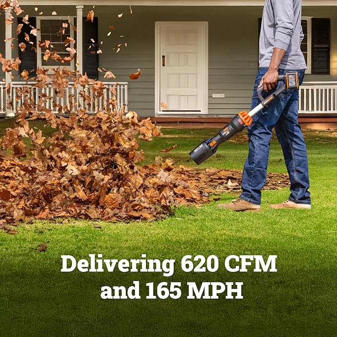WORX Nitro Cordless Leaf Blower Electric Blower with 620 CFM &amp 165 MPH Blowers for Lawn Care with Brushless Motor &amp 3 Speed Control Batteries &amp Charger Not Included WG585.9
