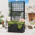 Modern Shade Metal Planter Box with Trellis Privacy Screen 4x6 FT Large Raised Garden Bed Multi-Functional Privacy Screen Outdoor with Drainage Holes for Climbing Plants Petal Weave