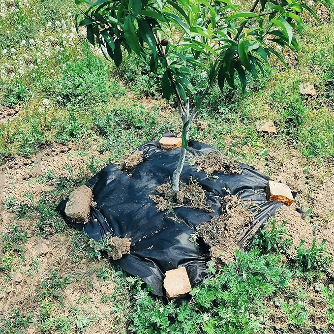 Weed Control Membrane Resistant Weed Barrier Fabric Great Permeability Porous Weed Membrane Weed Control Fabric for Artificial Grass Patios Paths Flower Beds(1.2 * 1.2m-50pcs)