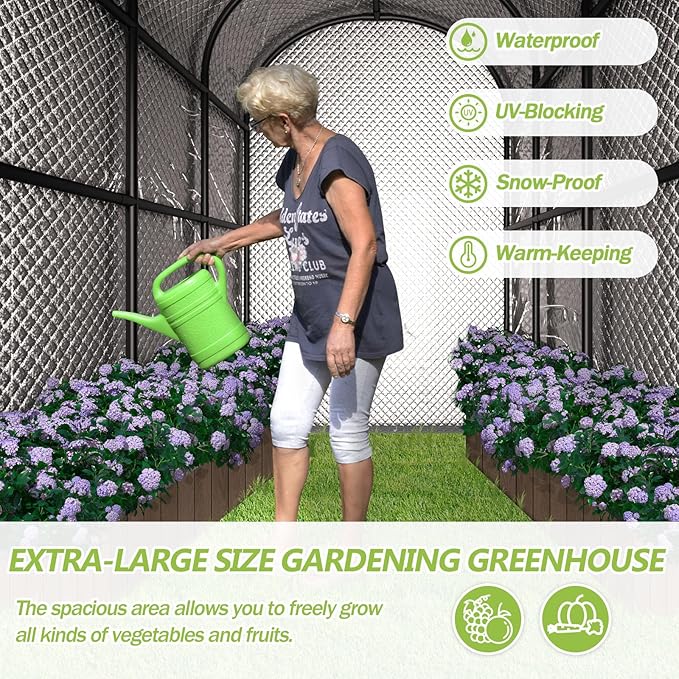Greenhouses for Outdoors - 90.5'' × 50.8'' × 89.3'' Walk in Plant GreenhousesDouble-Layer Covering - PVC Film and Cotton Film Suitable for All Seasons
