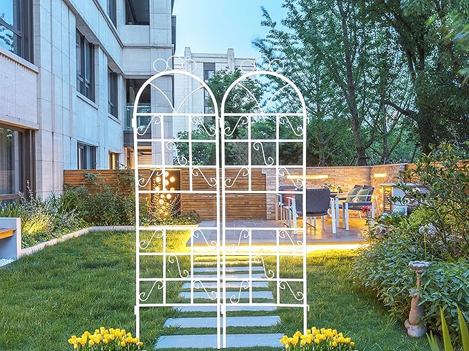 1Set (2pcs) Metal Garden Trellis for Climbing Plants Outdoor Rustproof Plant Support -Ceramic whiteware