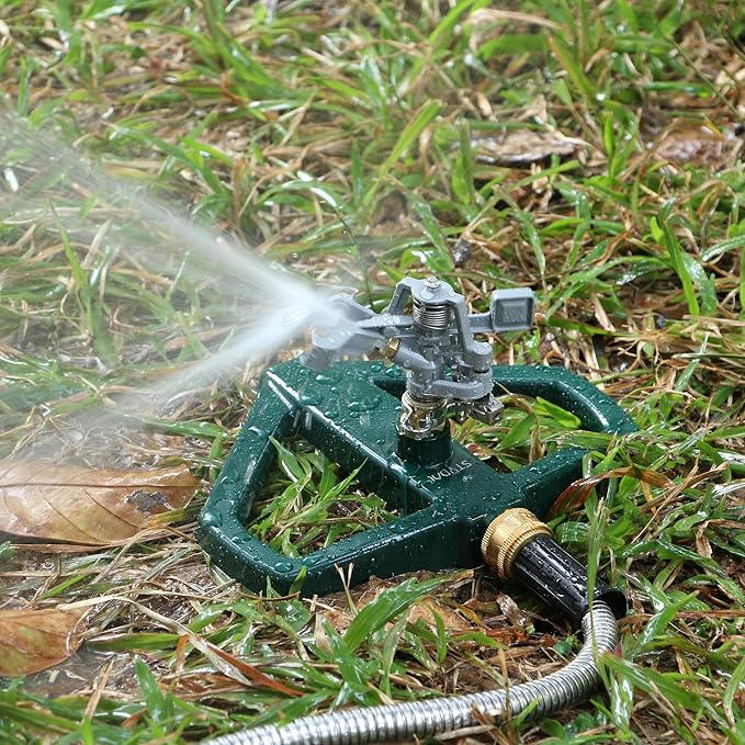STYDDI Heavy Duty Impact Pulsating Sprinkler for Yard All Metal Adjustable Rotating Circular Impulse Lawn Sprinkler for Medium to Large Areas Lawn and Garden Coverage up to 5800 Sq. Ft