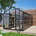 6.2x12.4FT Greenhouse for OutdoorsPolycarbonate Heavy Duty Greenhouse Large Winter Proof Walk-in Green House Aluminum Frame greenhouses for Outdoors Heavy DutyBlack