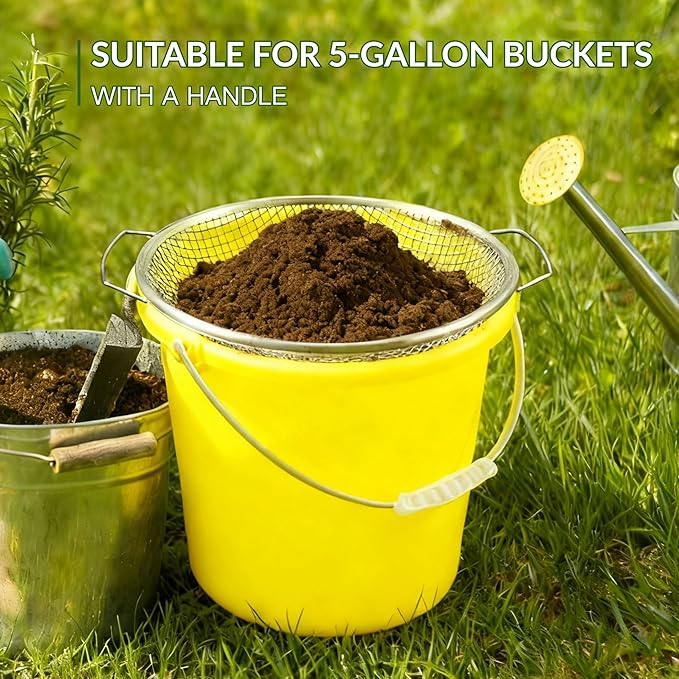 3PCS Soil Sifter for Gardening Rock Sifter for 5gallon Bucket Dirt Sifter Compost Sifter Sifter for Gravel Sawdust Vermicompost 3mm 6mm8mm Soil Sifter with Handle