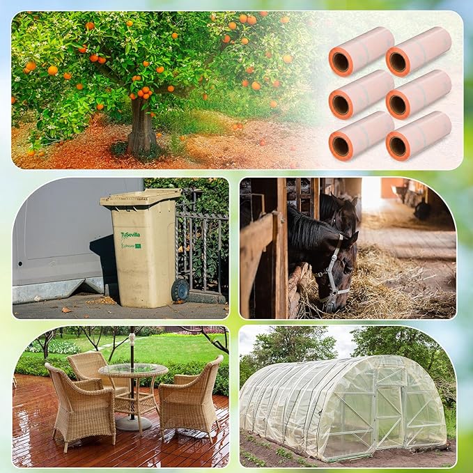 12 Rolls (30 Feet Each) Spotted Lantern Fly Tree Trap Outdoor Fruit Fly Sticky Strips Paper Ant Insect Sticky Barrier Tree Trunk Wraps to Protect Trees Plants Lawn Garden(Orange)