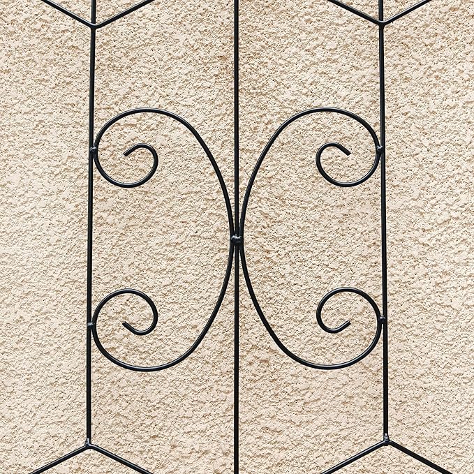 2 Pack Large Garden Trellis Heavy Duty Rustproof Iron Plant Trellis for Potted Plant Support Metal Climbing Rose Trellis Vine Vegetable Cucumber Black -71 H x 19.7 W