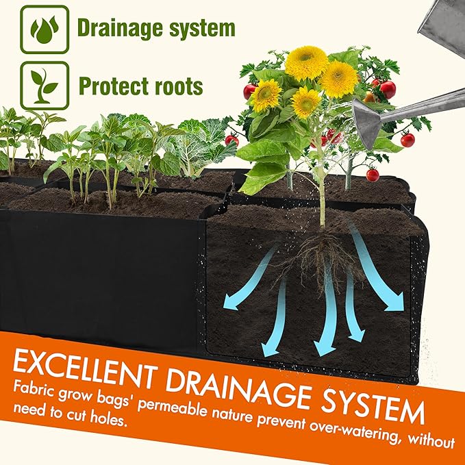 Gardzen 2 Pack Fabric Raised Garden Beds 2x4x1 FT - 8 Grids Grow Bed for Square Foot Gardening Planting Box for Vegetables Herbs Flowers