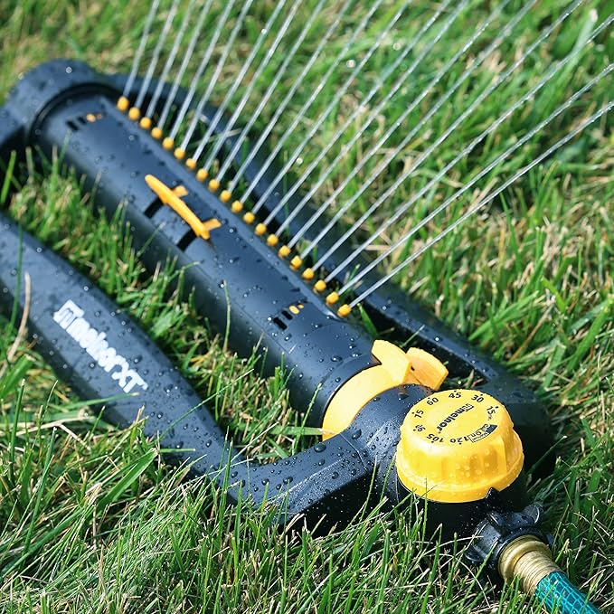 Melnor 65133AMZ XT Turbo Oscillating Sprinkler W/Timer 4000 sq. ft. Quick Connect Bundle 2-Way Adjustable Black Yellow
