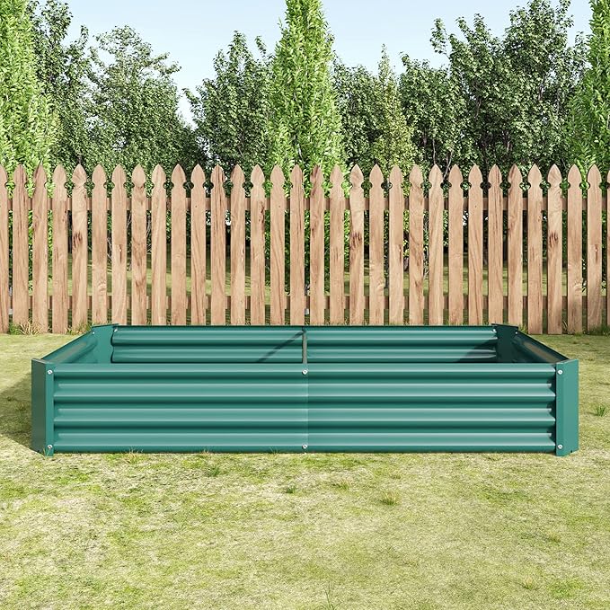 Raised Garden Bed Outdoor 6×3×1ft Metal Raised Rectangle Planter Beds for Plants Vegetables and Flowers Green