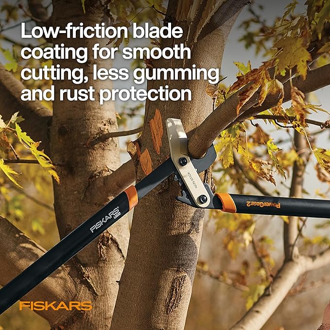 Fiskars 32-Inch Loppers for Tree Trimming Heavy Duty Low-Friction Sharp Steel Blade Branch Cutter up to 2-Inch Diameter Cut Capacity PowerGear2 Technology that Multiplies Power for Less Effort
