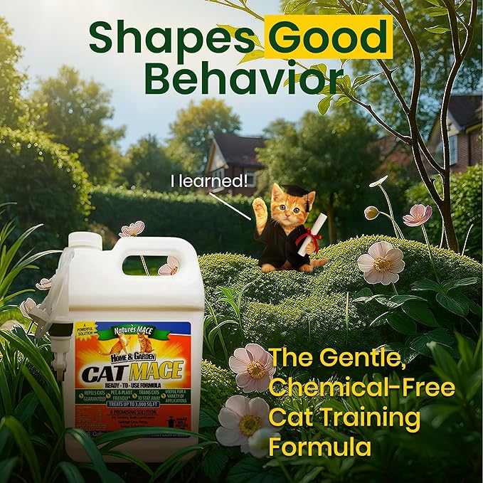 Nature's Mace Cat Mace Cat Repellent Pets Training Tool Outdoor &amp Indoor Home Liquid Spray Deterrent Landscaped Marking Anti-Scratch Garden &amp Furniture Protector Ready-to-Use 1 Gallo